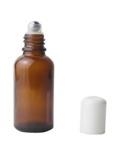 3 Botellas de Vidrio Ámbar 30ml con Rodillo de Acero Inoxidable