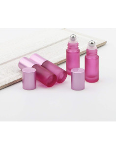 Kesell 10 Botellas de Vidrio Esmerilado 5ml Rosa Recargables 2