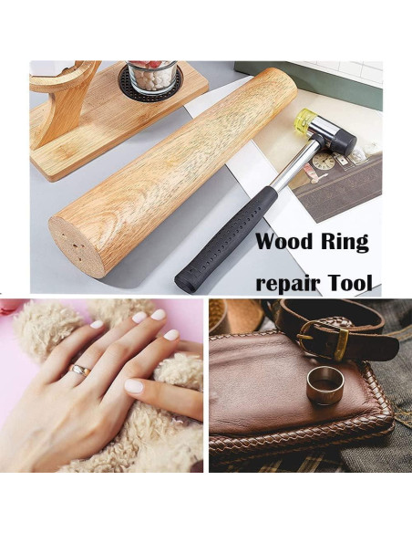 Mandril de Anillos de Madera Auniwaig con Martillo de Goma Mandril de Anillos de Madera Auniwaig con Martillo de Goma