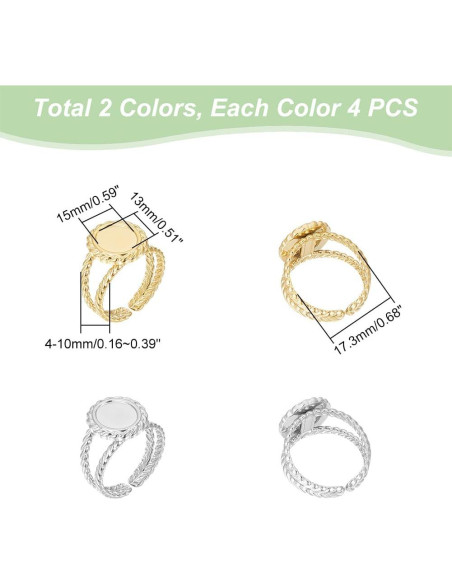Kit de Anillos en Blanco UNICRAFTALE 8 Piezas Acero Inoxidable Kit de Anillos en Blanco UNICRAFTALE 8 Piezas Acero Inoxidable