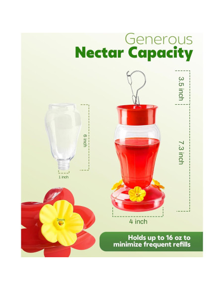 Comedero para Colibríes HOHOM 2 Paquete 0.47 L Rojo Colgante Comedero para Colibríes HOHOM 2 Paquete 0.47 L Rojo Colgante