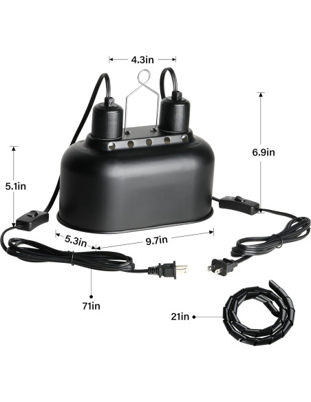 Lámpara de Reptil Doble Simple Deluxe 100W Negro Lámpara de Reptil Doble Simple Deluxe 100W Negro