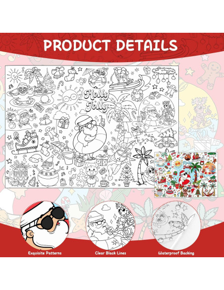 Póster para Colorear PHOGARY Navidad de Verano 110x80cm Póster para Colorear PHOGARY Navidad de Verano 110x80cm