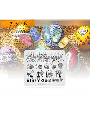KADS Set de 5 Placas de Estampado de Uñas Acero Inoxidable 8x7cm