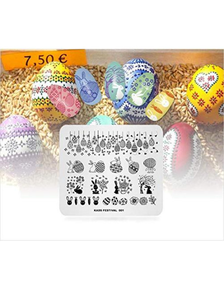 KADS Set de 5 Placas de Estampado de Uñas Acero Inoxidable 8x7cm KADS Set de 5 Placas de Estampado de Uñas Acero Inoxidable 8x7cm
