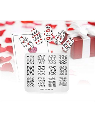 KADS Set de 5 Placas de Estampado de Uñas Acero Inoxidable 8x7cm