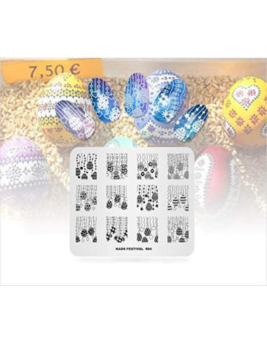 KADS Set de 5 Placas de Estampado de Uñas Acero Inoxidable 8x7cm