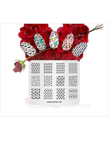 KADS Set de 5 Placas de Estampado de Uñas Acero Inoxidable 8x7cm