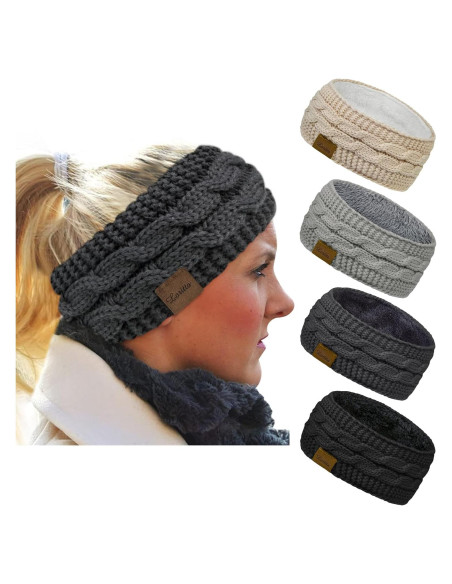 Diademas de Invierno Loritta 4 Pack Fleece Suave para Mujeres Diademas de Invierno Loritta 4 Pack Fleece Suave para Mujeres