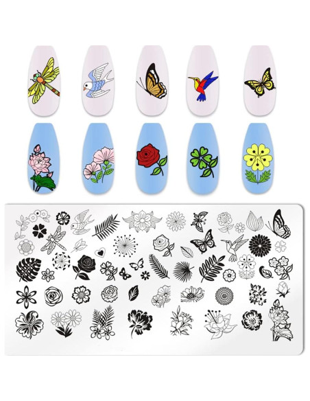 Kit de Estampado de Uñas Mariposa XEAOHESY 6 Placas Acero Inoxidable Kit de Estampado de Uñas Mariposa XEAOHESY 6 Placas Acero Inoxidable