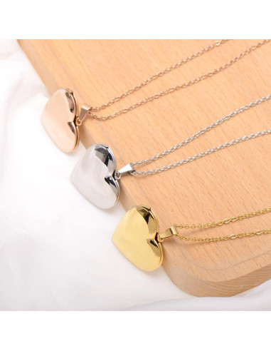 Collar Colgante Corazón Acero Inoxidable Paialco 45.72cm