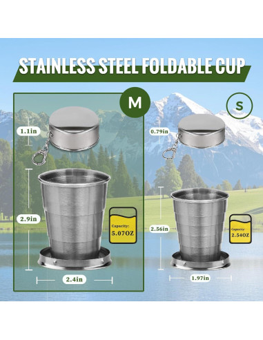 Taza Plegable de Acero Inoxidable HYSENE Mediana 158g