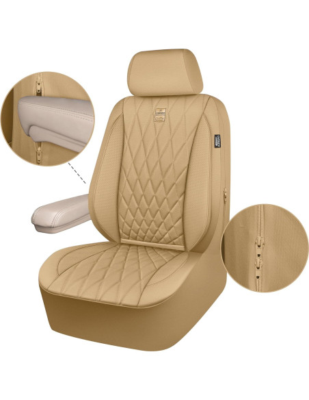 Funda de Asiento de Coche CAR PASS Beige PU Impermeable Funda de Asiento de Coche CAR PASS Beige PU Impermeable