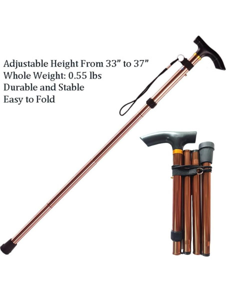 Bastón Plegable MUFANDUO Ajustable 83.82-93.98 cm Aluminio Bastón Plegable MUFANDUO Ajustable 83.82-93.98 cm Aluminio
