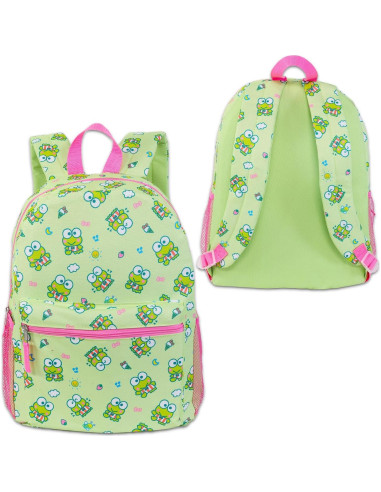 Mochila Escolar Keroppi Sanrio para Niñas 40.64 cm + Botella