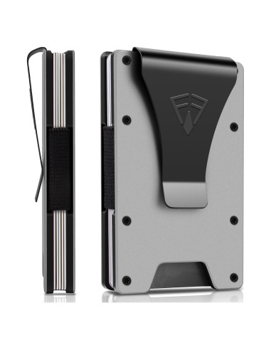 Billetera Minimalista FirstVIP para Hombres RFID Gris Mate