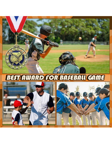 Medallas de béisbol Misdary 12 Pack con cintas al cuello