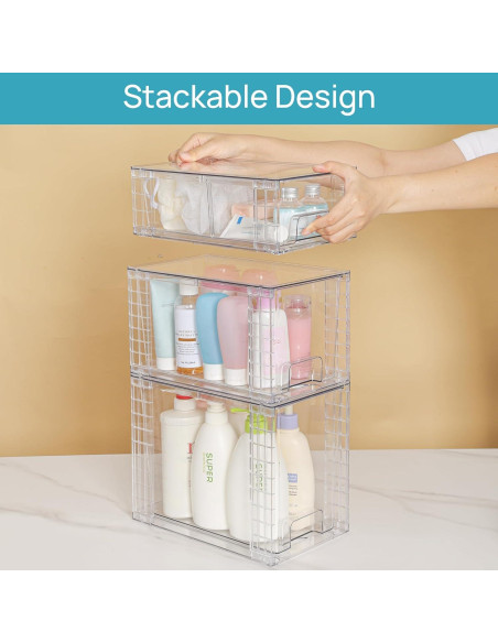 Cajones de Almacenamiento Apilables Vtopmart 3 Piezas Acrílico Cajones de Almacenamiento Apilables Vtopmart 3 Piezas Acrílico