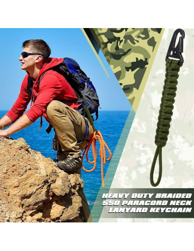 Set de 6 Llavero Paracord 550 Verde Militar Yoojahow