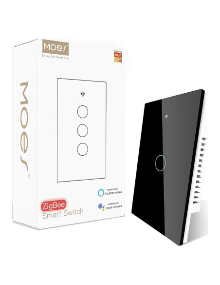 Interruptor Inteligente Zigbee MOES 1 Gang Negro, Requiere Hub Interruptor Inteligente Zigbee MOES 1 Gang Negro, Requiere Hub