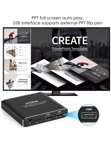 Reproductor Multimedia 4K MYPIN HDMI USB 8TB H.265 Negro
