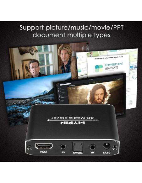 Reproductor Multimedia 4K MYPIN HDMI USB 8TB H.265 Negro Reproductor Multimedia 4K MYPIN HDMI USB 8TB H.265 Negro