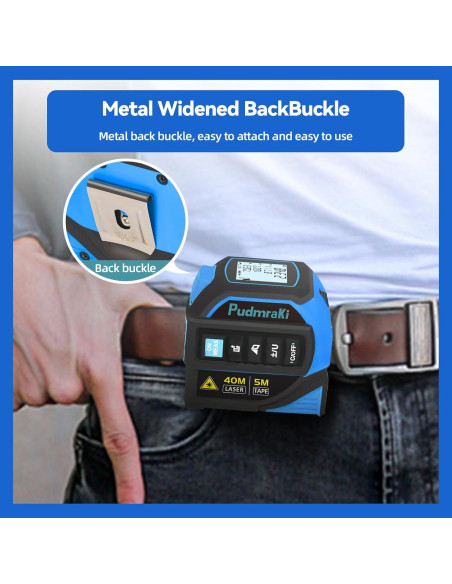 Cinta Métrica Láser 4-en-1 Pudmraki 40m con Pantalla LCD Cinta Métrica Láser 4-en-1 Pudmraki 40m con Pantalla LCD