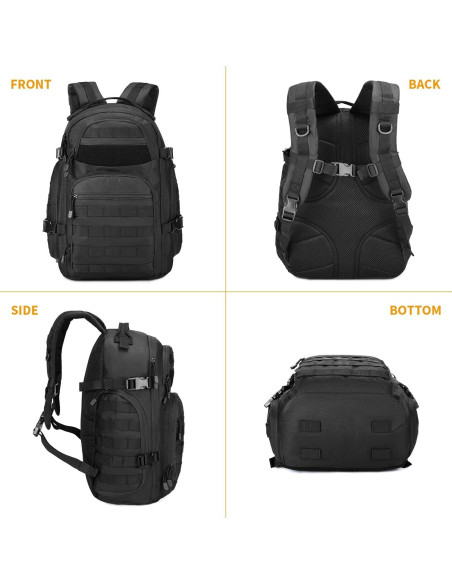 CamGo Mochila Táctica MOLLE 25L Negra para Senderismo CamGo Mochila Táctica MOLLE 25L Negra para Senderismo