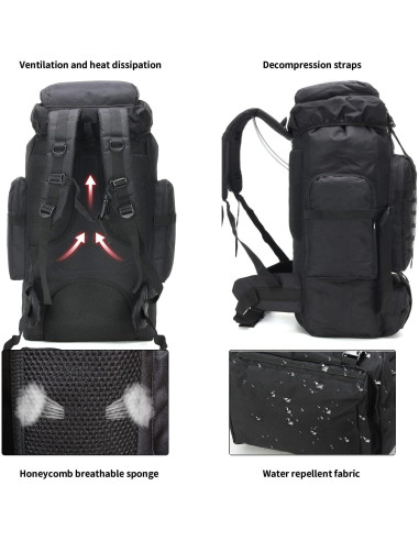 Mochila de Senderismo W WINTMING 70L Resistente al Agua