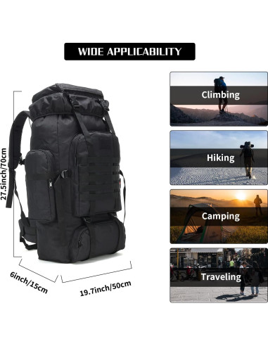 Mochila de Senderismo W WINTMING 70L Resistente al Agua