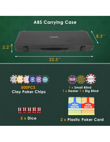 Juego de Póker ORIENGEAR 500 Fichas de Arcilla y Cartas