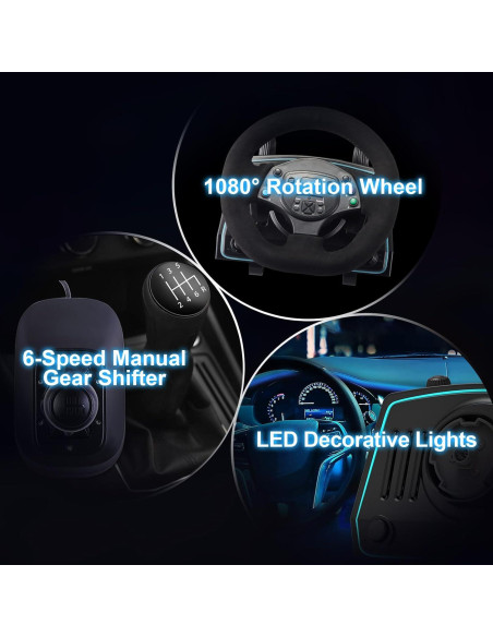 Volante de Juego DOYO 1080 con Pedales y Cambiador para PC/PS4/Xbox Volante de Juego DOYO 1080 con Pedales y Cambiador para PC/PS4/Xbox