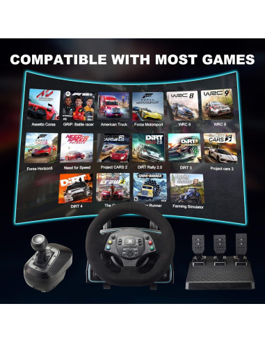 Volante de Juego DOYO 1080 con Pedales y Cambiador para PC/PS4/Xbox