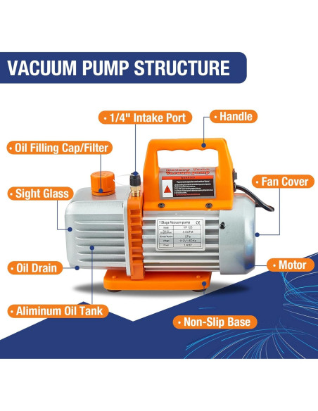 BACOENG Bomba de Vacío y Manómetro 4 Vías 3.5CFM HVAC BACOENG Bomba de Vacío y Manómetro 4 Vías 3.5CFM HVAC