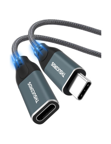 Cable de Extensión USB C 1.0M Jinglong 10Gbps 100W Gris