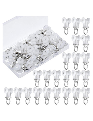 Ganchos de Riel de Cortina Barydat 60 Piezas Plástico Blanco