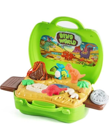 Set de Plastilina Dino QDS 37 Piezas con Volcán y Fósiles Set de Plastilina Dino QDS 37 Piezas con Volcán y Fósiles