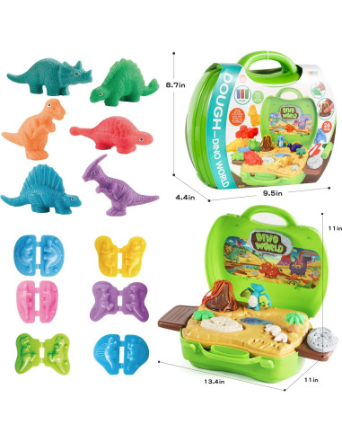 Set de Plastilina Dino QDS 37 Piezas con Volcán y Fósiles