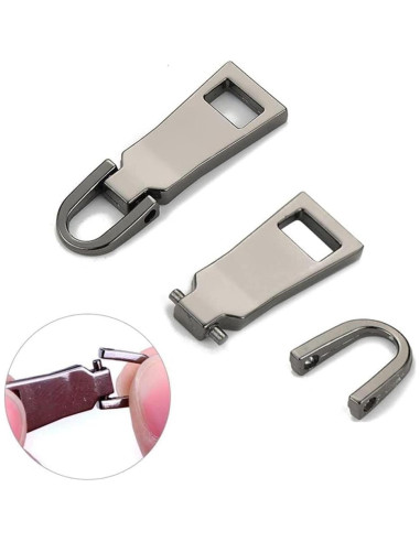 Tirador de Cremallera Universal Zenarao - Metal Gris Duradero