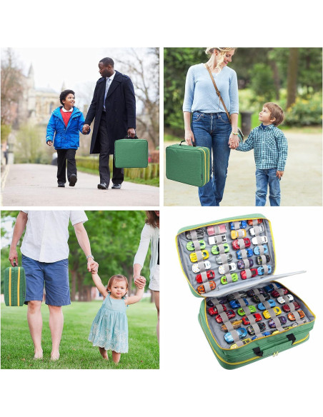 Estuche KISLANE para 96 Coches de Juguete Verde Estuche KISLANE para 96 Coches de Juguete Verde