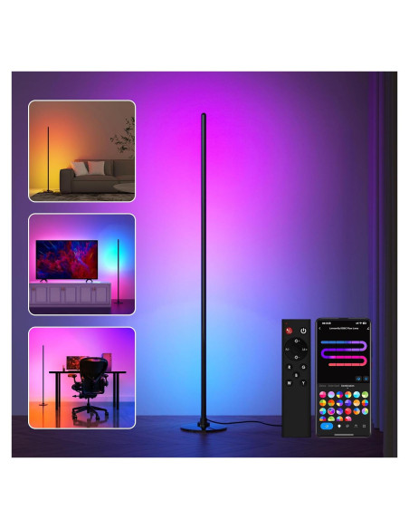 Lámpara de Pie LED Lanmonlily RGB Inteligente 129.5cm Lámpara de Pie LED Lanmonlily RGB Inteligente 129.5cm
