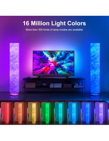 Lámpara de Pie LED YIEONSHION 130 cm RGB Regulable Control Remoto