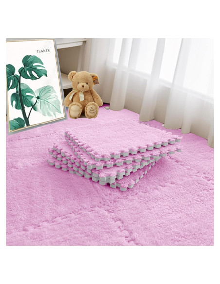 Alfombrillas Interconectables JADERLU 16pcs Rosa 30x30cm Alfombrillas Interconectables JADERLU 16pcs Rosa 30x30cm