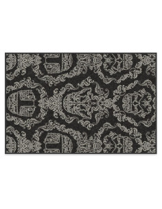Alfombra Ruggable 2x3 Lavable Damask Lado Oscuro Negro