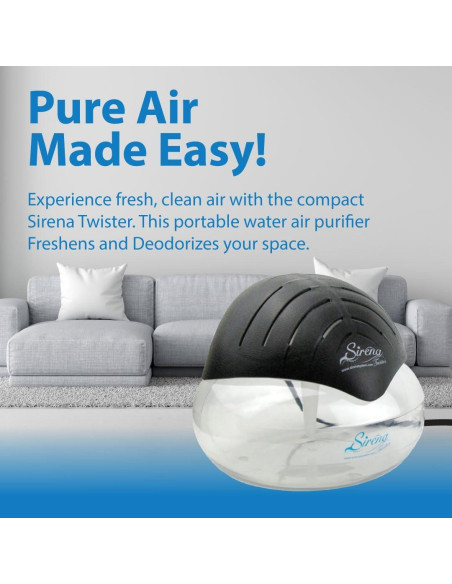 Purificador de Aire Sirena Twister Negro - Filtro de Agua y Aromaterapia Purificador de Aire Sirena Twister Negro - Filtro de Agua y Aromaterapia