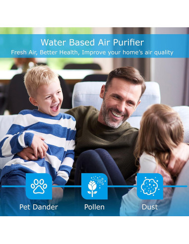 Purificador de Aire Sirena Twister Negro - Filtro de Agua y Aromaterapia