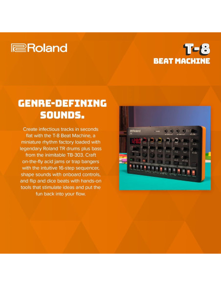 Roland AIRA T-8 Beat Máquina de Ritmos Compacta 25,4x17,8cm Roland AIRA T-8 Beat Máquina de Ritmos Compacta 25,4x17,8cm