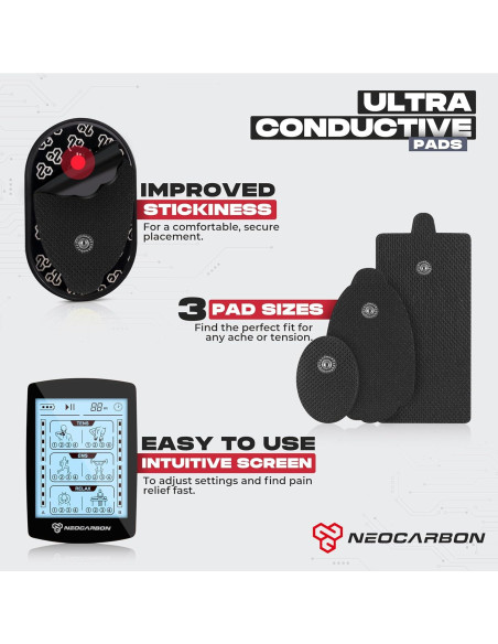 Estimulador Muscular TENS Neocarbon con 24 Modos y USB-C Estimulador Muscular TENS Neocarbon con 24 Modos y USB-C