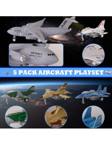 Juego de 5 Aviones de Combate Crelloci - Retroceso 15 cm