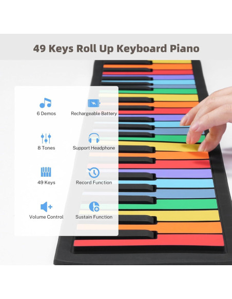 Teclado Piano Plegable POGOLAB 49 Teclas Arcoíris Portátil Teclado Piano Plegable POGOLAB 49 Teclas Arcoíris Portátil